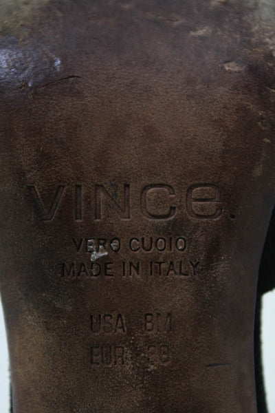 Vince Womens Suede Pointed Toe Slide On Heels Pumps Black Size 8M