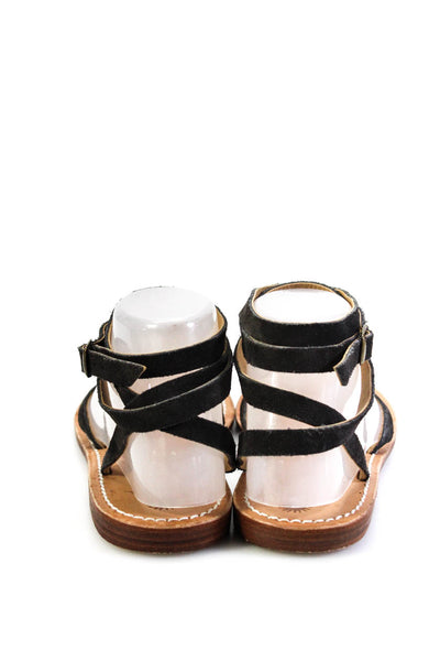 Filles Des Iles Womens Leather Flat Lace Up Wrap Sandals Black Size 38 8