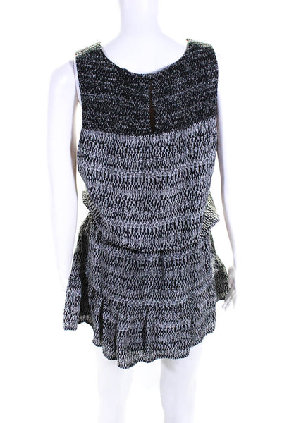 Joie Women's Sleeveless Abstract Print Silk Blouson Mini Dress Black Size M