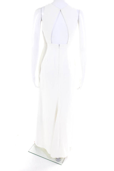 After Six Womens Sleeveless Full Length Zip Up Sheath Dress Gown Ivory Size 0
