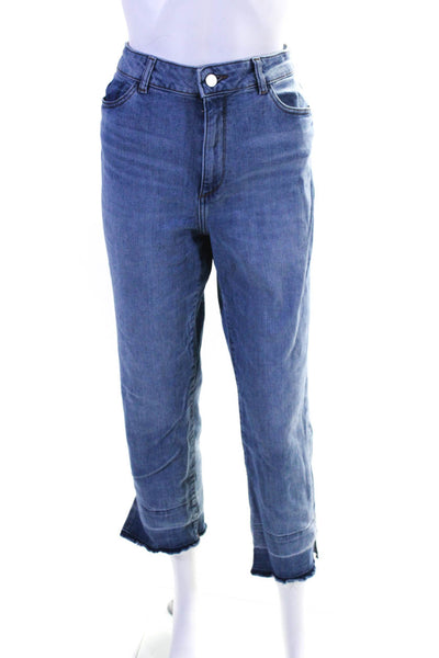 DL1961 Womens Zipper Fly High Rise Fringe Ankle Straight Leg Jeans Blue Size 32