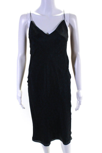 Theory Women's Sleeveless V Neck Floral Print Slip Dress Blue Size 2