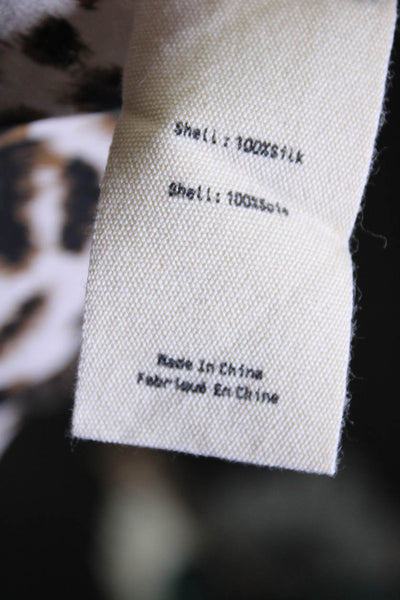 L'Agence Women's Silk Animal Print 3/4 Sleeve Belted Midi Dress Brown Size XS