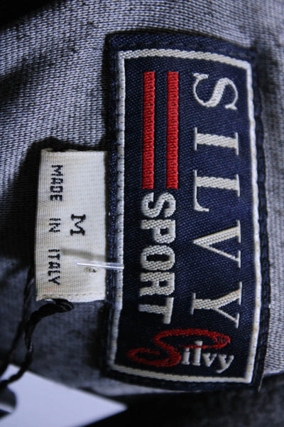 Silvy Sport Women's Mock Neck Quarter Zip Long Sleeves Sweater Gray Size M