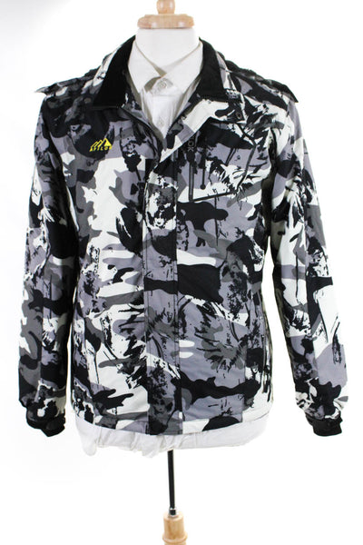 Afilok Boys'Fleece Lined Camouflage Print Full Zip Hooded Coat Gray Size 14-16