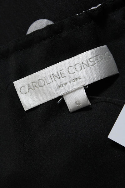 Caroline Constas Women's Spaghetti Strap Polka Dot Ruffle Top Black Size S