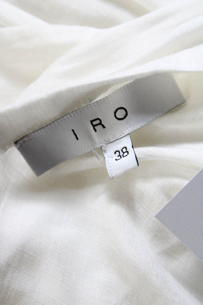 IRO Women's Long Sleeve Lace Up Ruffle Blouse White Size 38