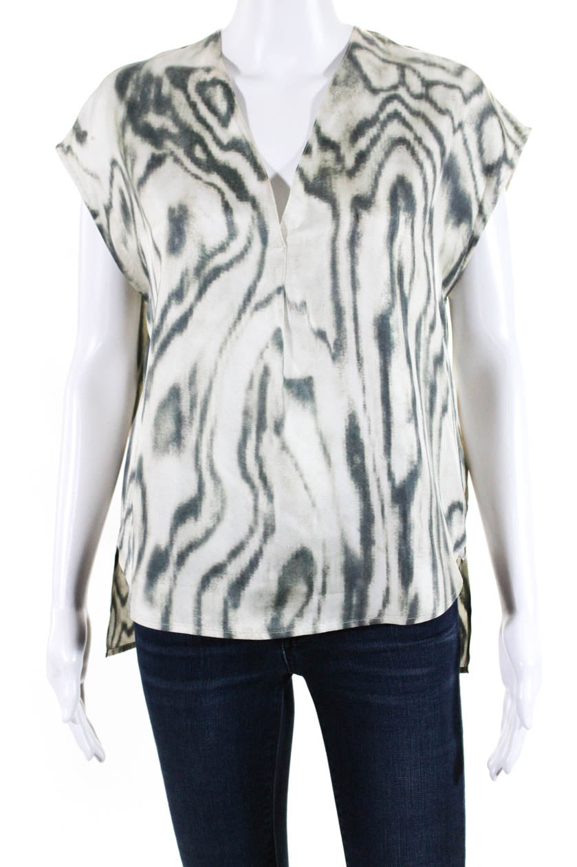 3.1 Phillip Lim Women's Abstract Print V Neck Silk Blouse