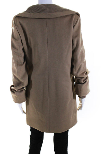 Akris Punto Womens Long Sleeve Front Zip Collared Coat Brown Wool Size 8