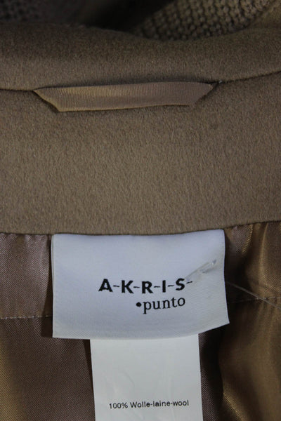 Akris Punto Womens Long Sleeve Front Zip Collared Coat Brown Wool Size 8