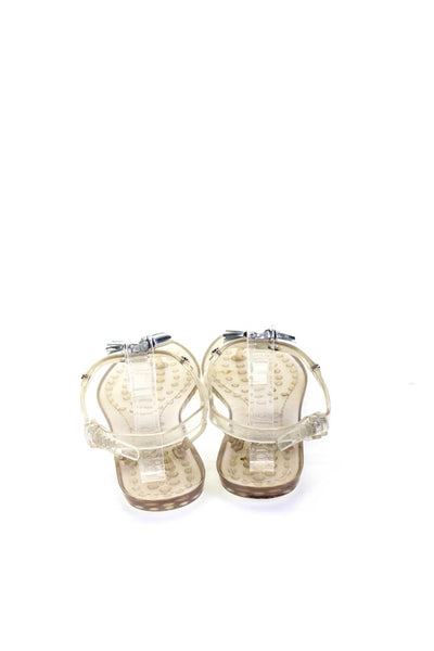 Tods Womens Tassel Detail T-Strap Flat Jelly Sandals Clear Size 38 7.5