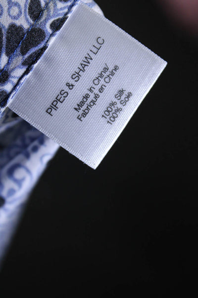 Veronica Beard Women's Abstract Print Long Sleeve Button Up Blouse Blue Size 6