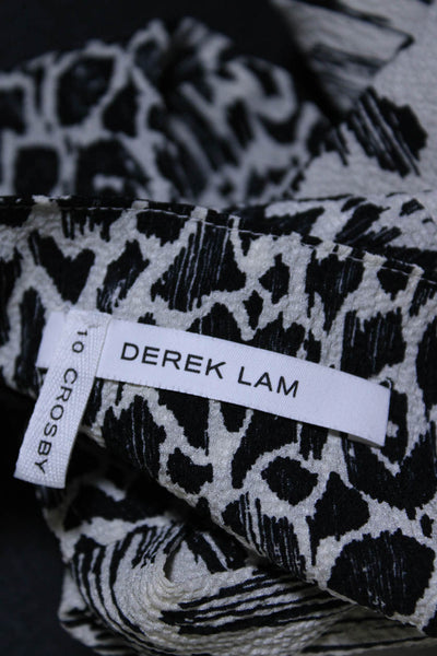 Derek Lam 10 Crosby Women's Animal Print Long Sleeve Wrap Blouse Black Size 6