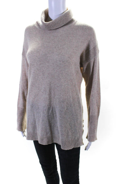 Premise Women's Cashmere Long Sleeve Turtleneck Sweater Beige Size S