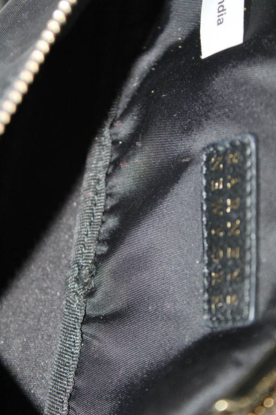 Barneys New York Womens Nylon Silver Tone Zip Up Black Belt Bag Small Handbag