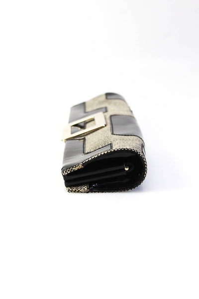 Roger Vivier Womens Patent Leather Patchwork Gold Tone Buckle Clutch Handbag