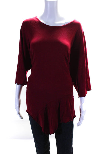 Lee Andersen Womens Jersey Knit Round Neck 3/4 Sleeve Tee T-Shirt Red Size 3X