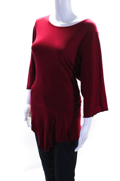 Lee Andersen Womens Jersey Knit Round Neck 3/4 Sleeve Tee T-Shirt Red Size 3X