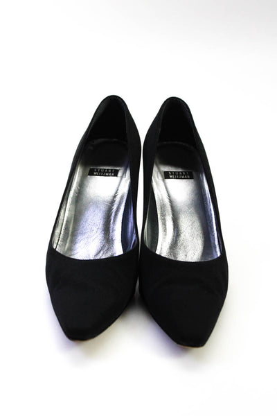 Stuart Weitzman Womens Leather Pointed Toe Slip On Stiletto Heels Black Size 7.5
