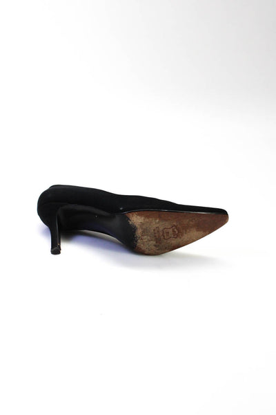 Stuart Weitzman Womens Leather Pointed Toe Slip On Stiletto Heels Black Size 7.5