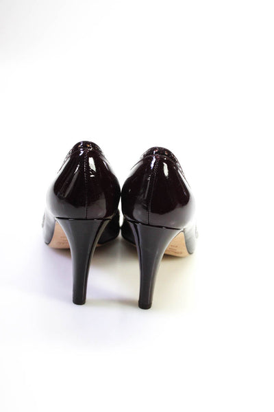 Faconnable Womens Leather Slip On Peep Toe Stiletto Heels Burgundy Size 7.5