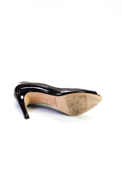 Faconnable Womens Leather Slip On Peep Toe Stiletto Heels Burgundy Size 7.5