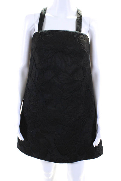 J Crew Womens Cotton Sleeveless Floral Embroidered Micro Mini Dress Black Size 2