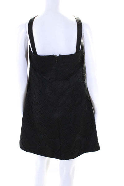 J Crew Womens Cotton Sleeveless Floral Embroidered Micro Mini Dress Black Size 2