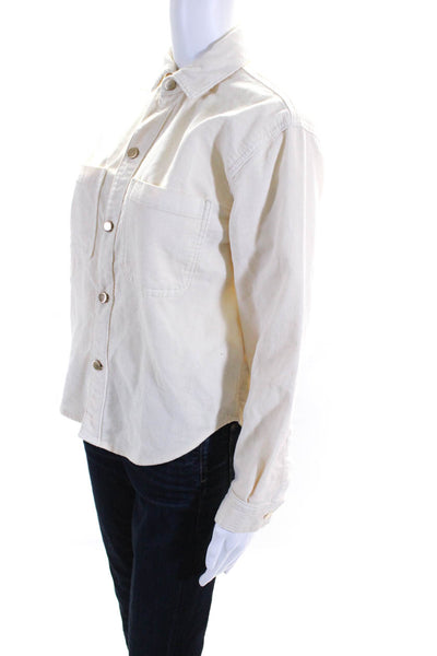 DL1961 Womens Corduroy Double Breasted Long Sleeved Buttoned Jacket Cream Size S