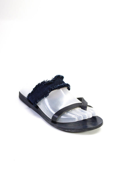 Ancient Greek Sandals Womens Leather Slide On Toe Ring Sandals Blue Size 36 6
