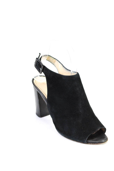 Barneys New York Womens Suede  Ankle Strap Open Back Booties Black Size 36 6