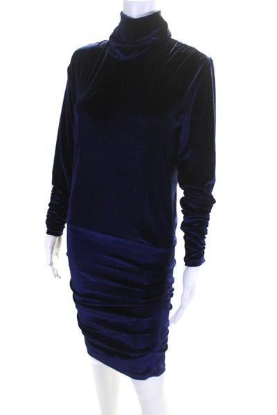 Ronny Kobo Women's Turtleneck Long Sleeves Drop Waist Mini Dress Purple Size XS