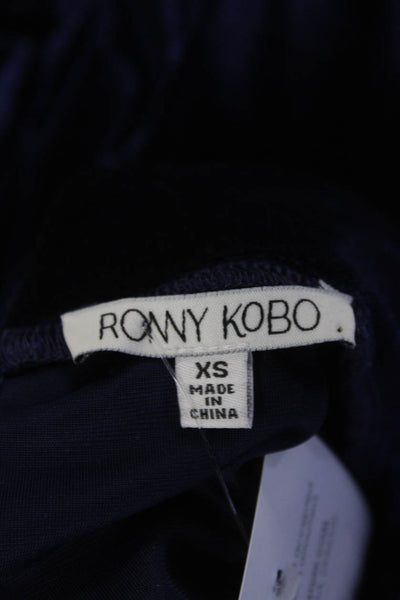 Ronny Kobo Women's Turtleneck Long Sleeves Drop Waist Mini Dress Purple Size XS