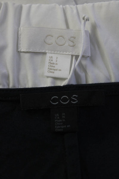 COS Women's Crewneck Short Sleeves Pleated Back Blouse Black Size M Lot 2