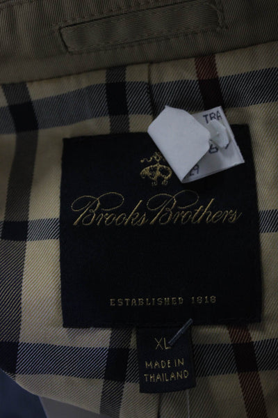 Brooks Brothers Mens Button Front Collared Jacket Brown Cotton Size XL