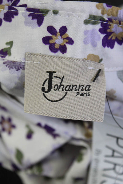 Johanna Paris Women's Long Sleeve Floral Print Button Down Shirt Purple Size O/S