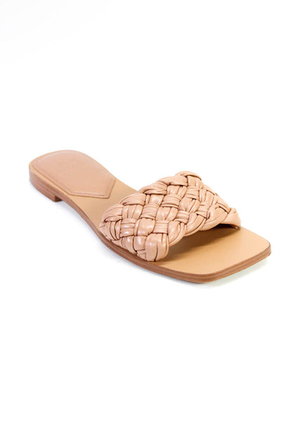 Marc Fisher LTD. Women's Square Toe Flat Sandal Slides Beige Size 8