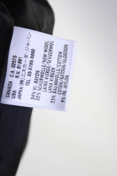 Escada Women's Tweed Ribbon Trim Two-Button Collared Jacket Black Size 42