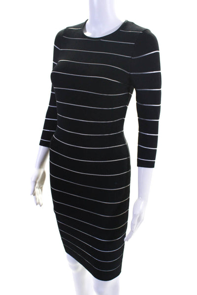 Torn by Ronny Kobo Womens Black Striped 3/4 Sleeve Pencil Dress Size S