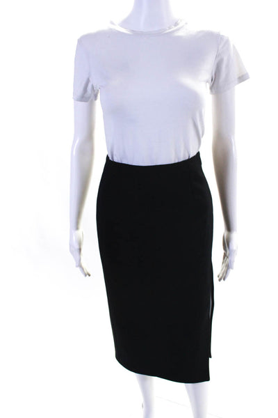 Intermix Womens Black High Slit Zip Back Midi Pencil Skirt Size S