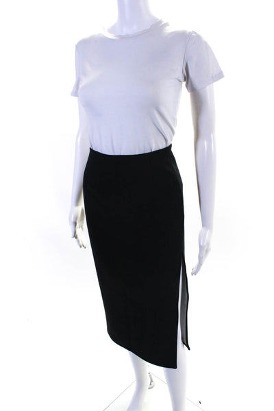 Intermix Womens Black High Slit Zip Back Midi Pencil Skirt Size S