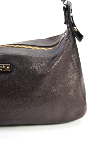 Kate Spade New York Crinkled Leather Top Handle Shoulder Handbag Brown Black