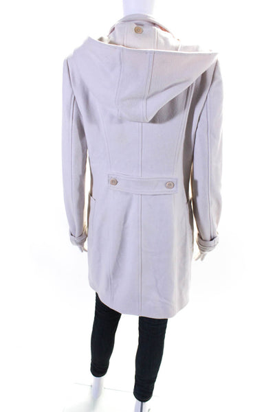 Flavio Castellani Womens Wool Notched Collar Hooded Snap Front Coat Pink Size 46