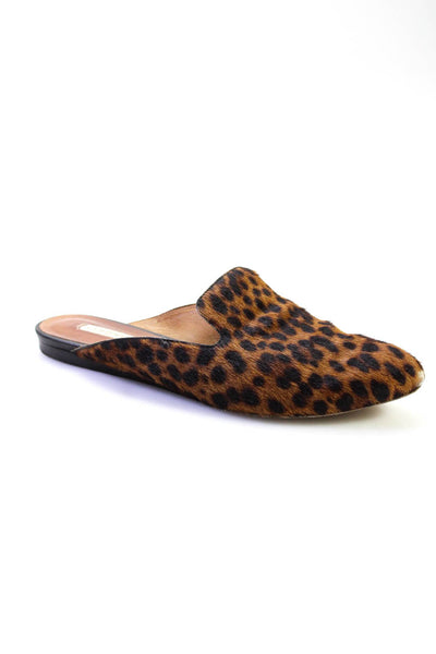 Veronica Beard Womens Leather Animal Print Pointed Toe Mules Brown Size 36.5 6.5