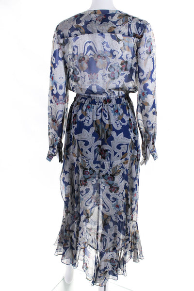 Twelfth Street by Cynthia Vincent Intermix Womens Paisley Midi Dress Blue Small