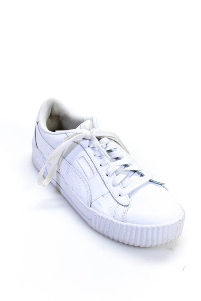 Puma Womens Darted Ribbed Textured Lace-Up Low Top Sneakers White Size 8.5