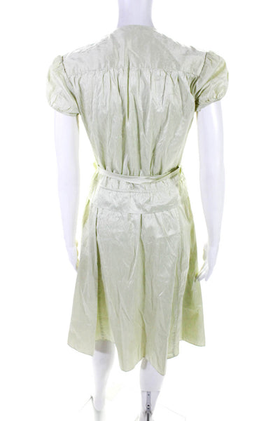 Calypso Christiane Celle Womens Silk Short Sleeve A Line Wrap Dress Green Size 0