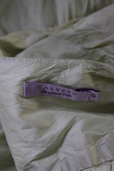 Calypso Christiane Celle Womens Silk Short Sleeve A Line Wrap Dress Green Size 0