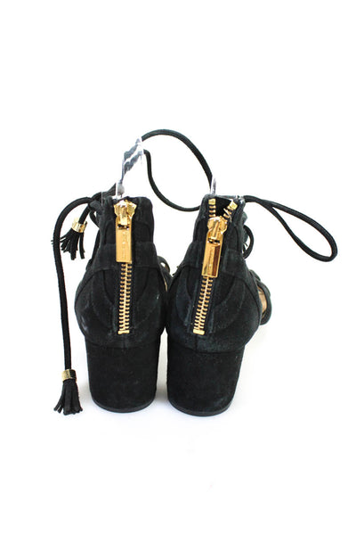 Michael Michael Kors Womens Open Toe Strappy Zip Suede Sandals Black Size 6.5
