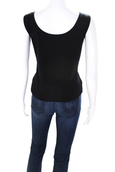 St. John Womens Tight Knit Sleeveless Scoop Neck Tank Top Blouse Black Size S